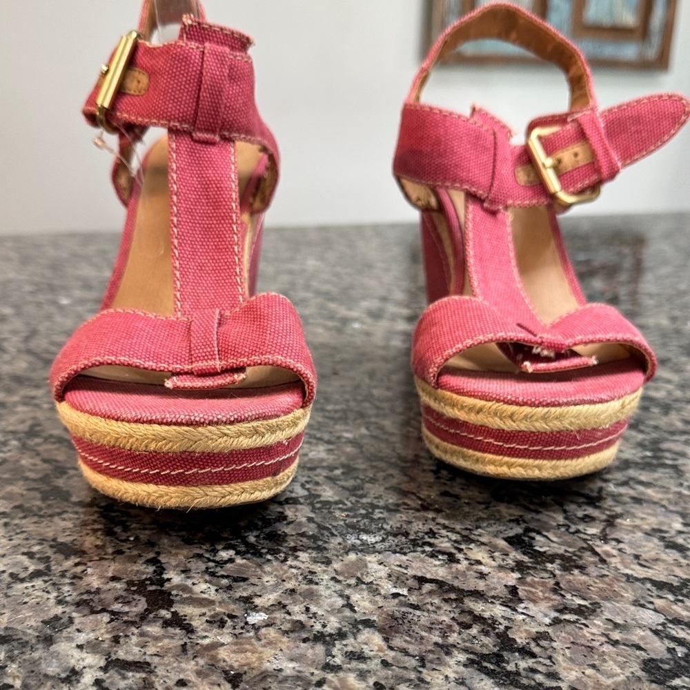 Franco Sarto red espadrilles Wedge Sandals 10 - Picture 15 of 15
